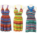 Ladies Lace Shoulder and Back Chevron Print Dress